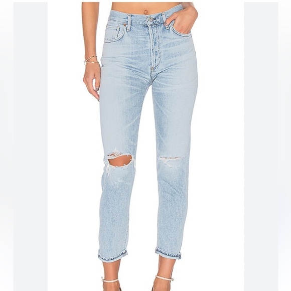 Citizens of Humanity Liya High Rise Classic fit crop Jeans in Torn 24 1577-749 - Picture 1 of 8